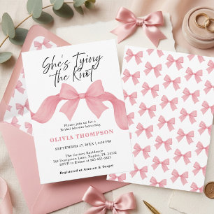 Invitación Ella Está Atando el Nudo Rosa Rosado Despedida de