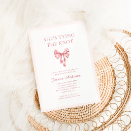 Invitación Ella está atando la cortina de novia rosa Knot