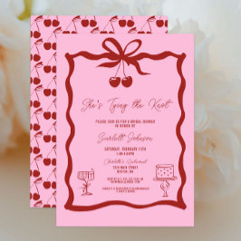 Invitación Ella está atando la ducha de cerezas rojas de Knot