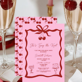 Invitación Ella está atando la ducha de cerezas rojas de Knot