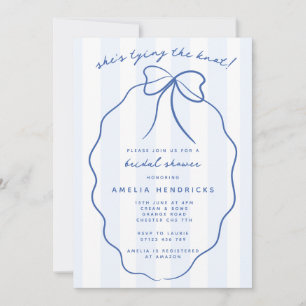 Invitación Ella está atando la ducha de novia del perro azul