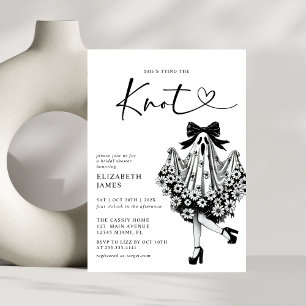 Invitación Ella está atando la ducha de novia floral fantasma
