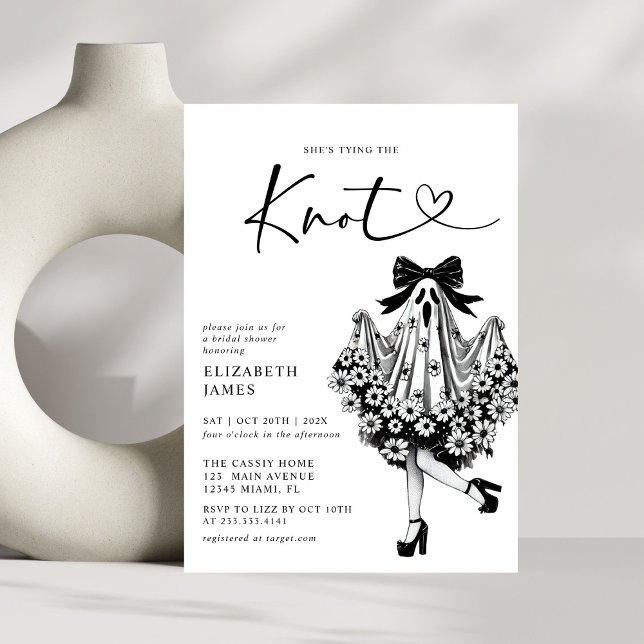 Invitación Ella está atando la ducha de novia floral fantasma (Subido por el creador)