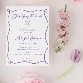 Invitación Ella está atando la ducha de novia Knot Lilac Bow
