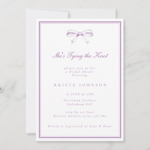 Invitación Ella está atando la ducha de novia morada Knot Pur