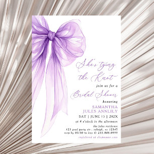 Invitación Ella está atando la ducha de novia morada Knot Pur