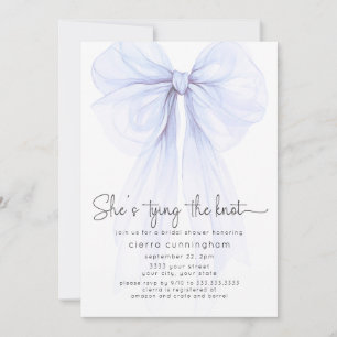 Invitación Ella está atando la ducha de novias azul Knot Bow