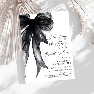 Invitación Ella está atando la ducha de novias Black Bow Knot