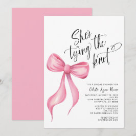 Invitación Ella está atando la ducha de novias de vaca rosa K