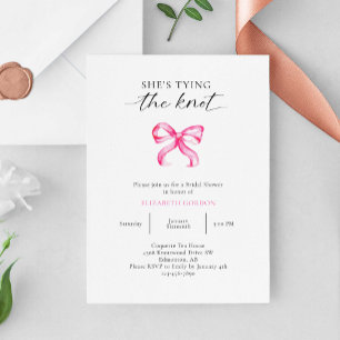 Invitación Ella está atando la ducha de novias de vaca rosa K