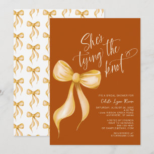 Invitación Ella está atando la ducha de novias del Naranja Kn