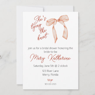 Invitación Ella está atando la ducha de novias Knot