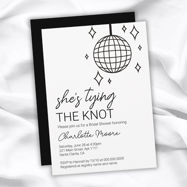 Invitación Ella está atando la ducha de novias Knot Disco (She's Tying The Knot Disco Bridal Shower Invitation
)