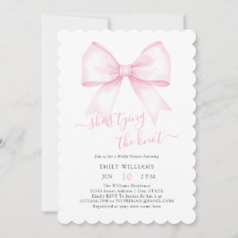 Invitación Ella está atando la ducha de novias rosada de Rubo