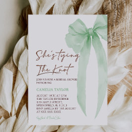 Invitación Ella está atando la ducha de novias verde Knot