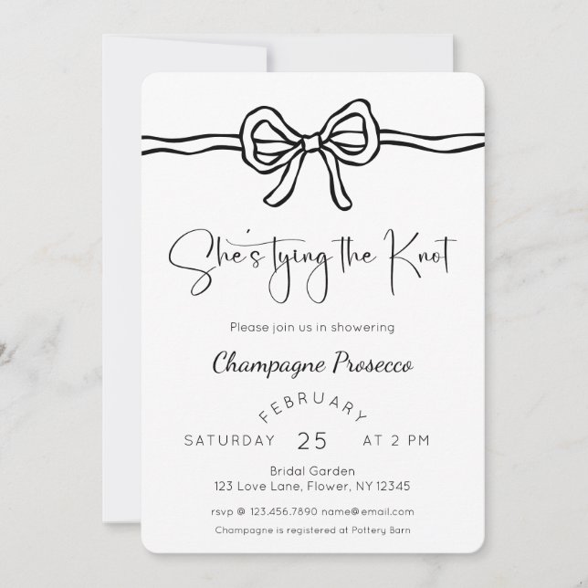 Invitación Ella está atando la ducha nupcial (Anverso)