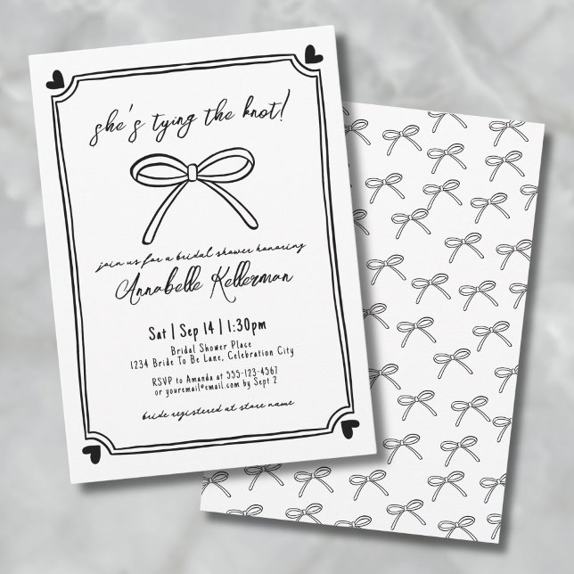 Invitación Ella está atando la enorme ducha de novias (She's Tying The Knot Whimsical Bridal Shower Invitation)