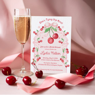 Invitación Ella está atando la novia de la guinda de la guind