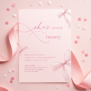 Invitación Ella está Cumpliendo Veinte Lazo de Cumpleaños 20