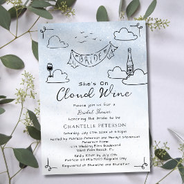 Invitación Ella está en el vino funky garabato de la ducha de