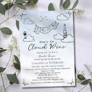 Invitación Ella está en el vino funky garabato de la ducha de
