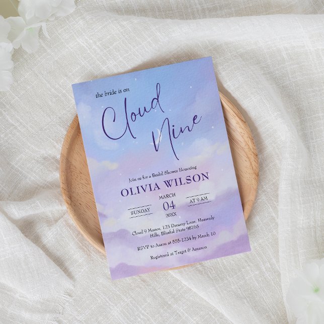 Invitación Ella está en la nube 9 Dreamy Pastel Bridal Shower (Subido por el creador)