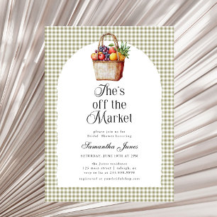 Invitación Ella Está Fuera del Mercado Gingham Despedida de S