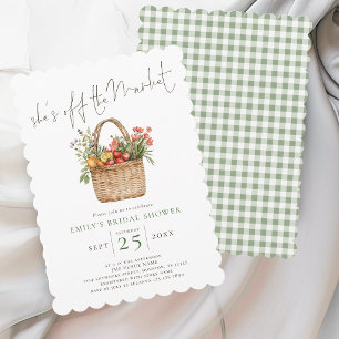 Invitación Ella está fuera del mercado Sage Gingham Despedida