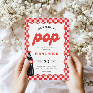 Invitación Ella está lista para estallar Fiesta de Bebé Retro