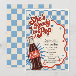 Invitación Ella está lista para hacer estallar Soda azul niño