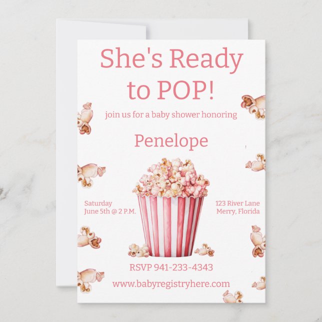 Invitación Ella está lista para ser rosada (Anverso)