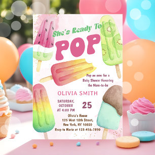 Invitación Ella está lista para usar Baby Shower de popsicle