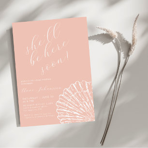 Invitación Ella Estará Aquí Pronto Elegante Cumpleaños Rosa P