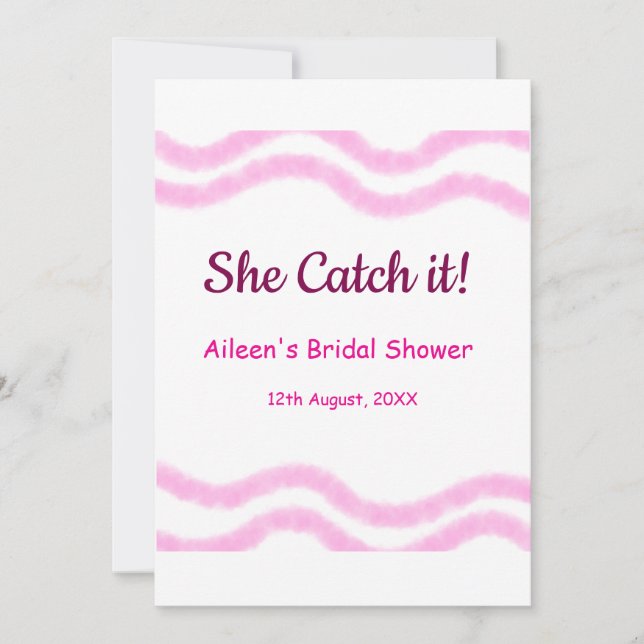 Invitación Ella lo atrapa espiral rosa líneas acuarela nupcia (Anverso)