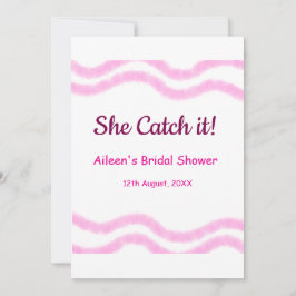 Invitación Ella lo atrapa espiral rosa líneas acuarela nupcia