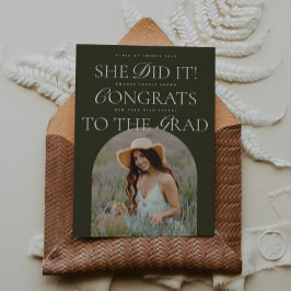 Invitación Ella Lo Hizo | Arch Hybrid Font Graduación moderna