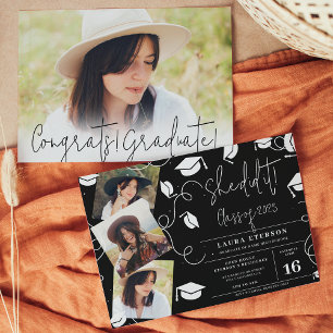Invitación Ella lo hizo con la graduación de fotos en blanco