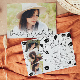 Invitación Ella lo hizo con la graduación moderna de fotos en