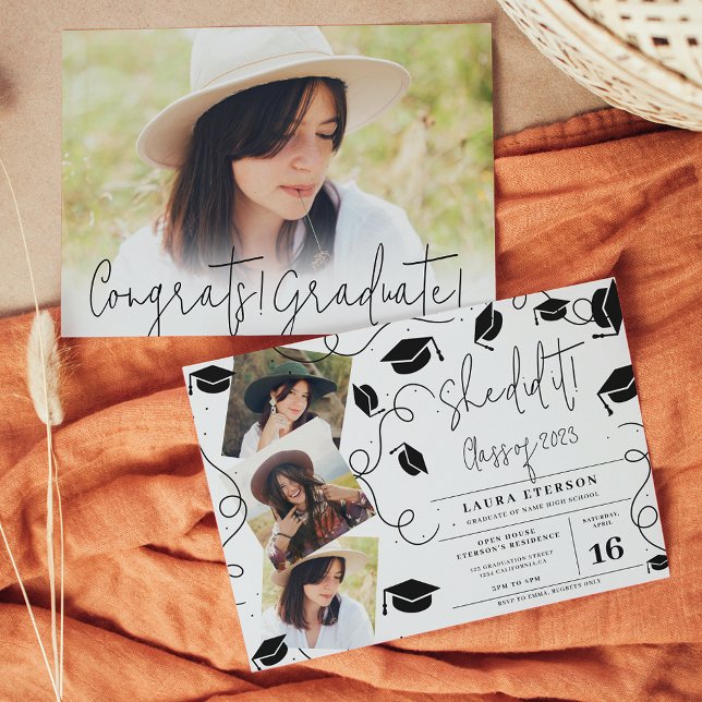 Invitación Ella lo hizo con la graduación moderna de fotos en (Subido por el creador)
