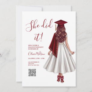 Invitación Ella lo hizo Fiesta de graduación de chica elega