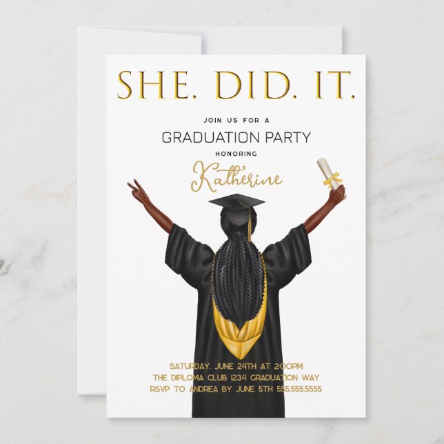Invitación Ella Lo Hizo Graduación (Anverso)