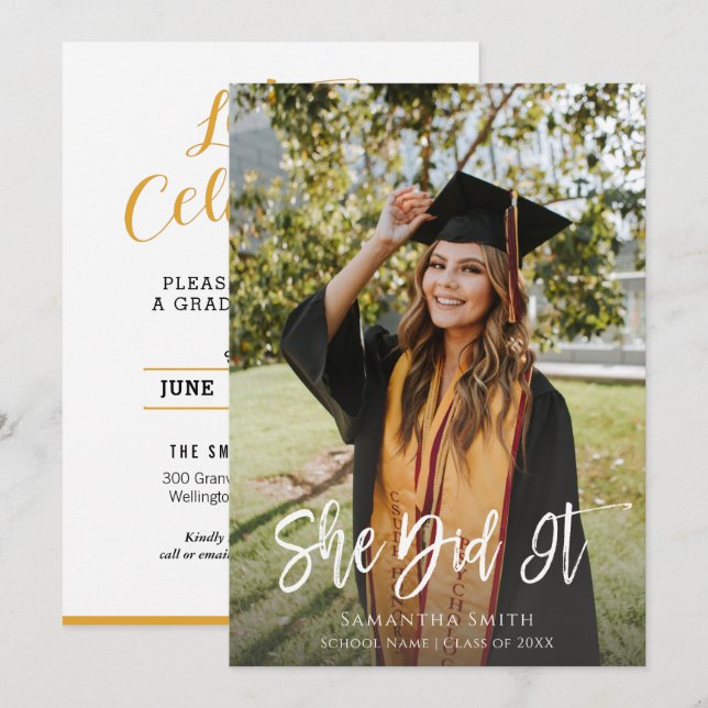 Invitación Ella Lo Hizo Moderna Graduación De Imágenes De Gui (Anverso / Reverso)