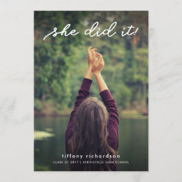 Invitación Ella lo hizo que fiesta de graduación de los |