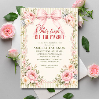 Invitación Ella recién salida del mercado Desayuno de boda fl
