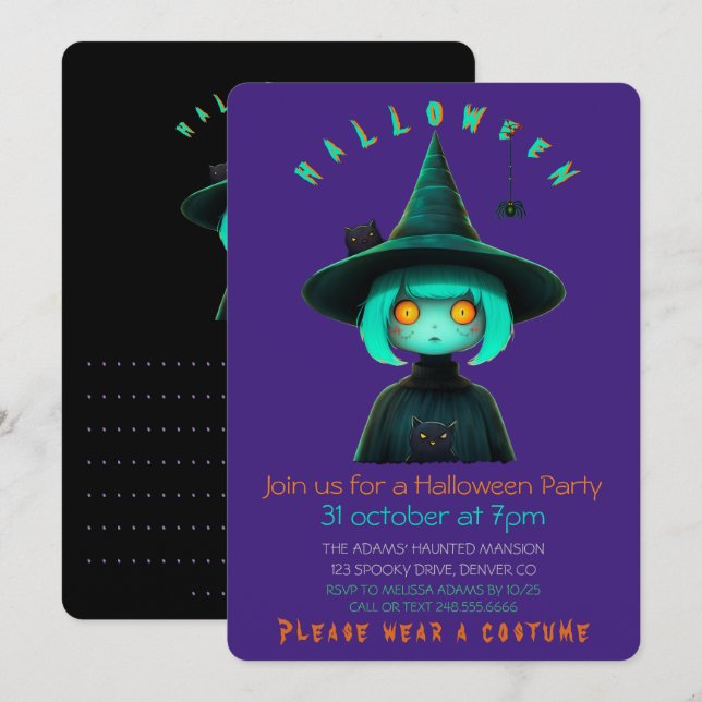 Invitación Ella y sus mascotas (Anverso / Reverso)