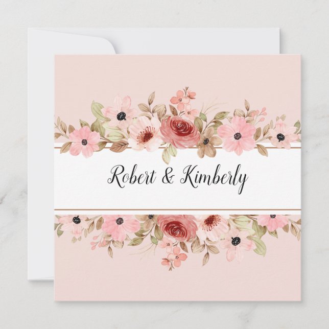 Invitación ELLE Flor Rosa Elegante Boda (Anverso)