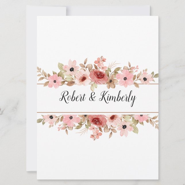 Invitación ELLE Flor Rosa Elegante Boda (Anverso)