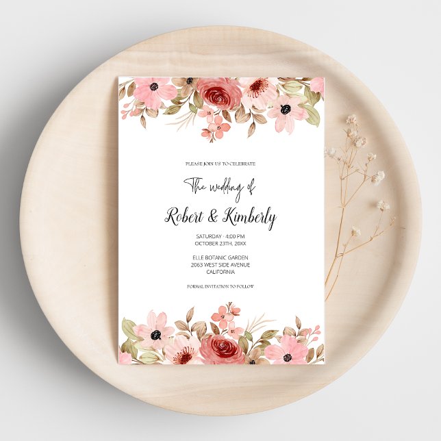 Invitación ELLE Flor Rosa Elegante Boda (Subido por el creador)