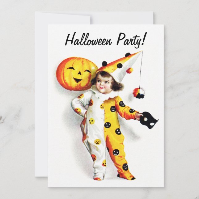 Invitación Ellen H. Clapsaddle: Poco Harlequin de Halloween (Anverso)