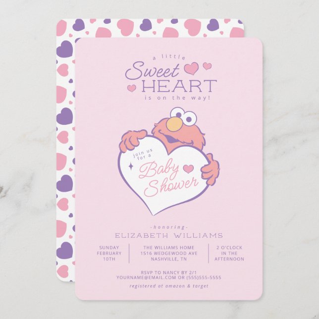 Invitación Elmo - Pequeño Baby Shower (Anverso / Reverso)
